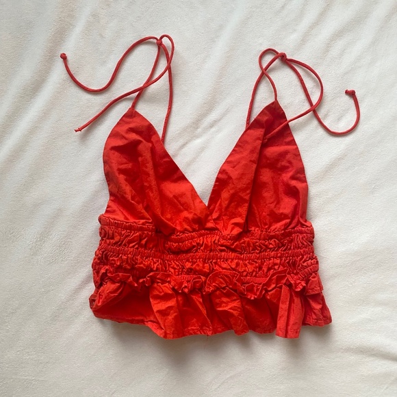 Red ruffle tank top - Picture 1 of 7